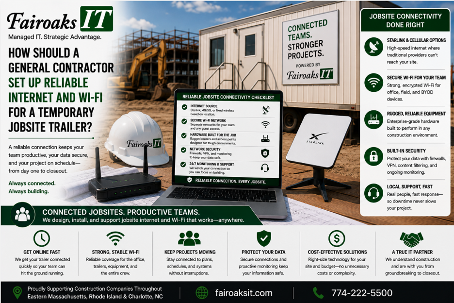 How Should a General Contractor Set Up Reliable Internet and Wi-Fi for a Temporary Jobsite Trailer?
