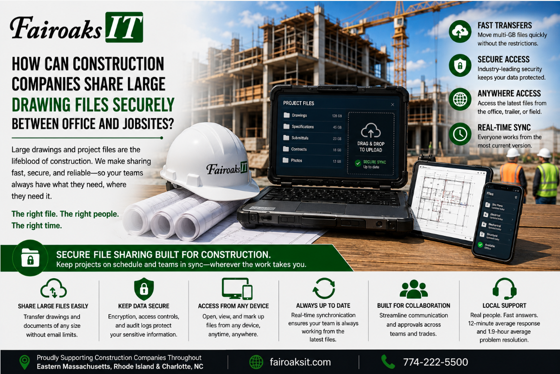 How Should Construction Companies Securely Share Large Drawings and Project Files Between the Office and Jobsites?