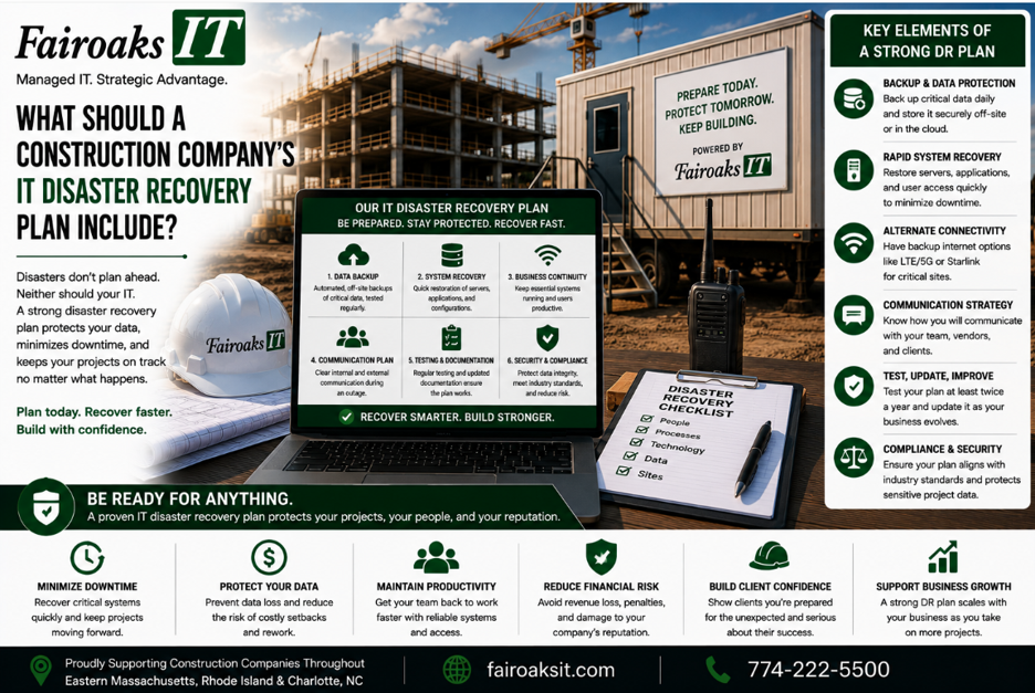 What Should a Construction Company's IT Disaster Recovery Plan Include?